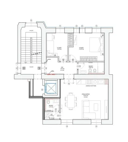 Palazzo Haggi — App. 9 · 97 m² · 4° piano · San Vito, Trieste