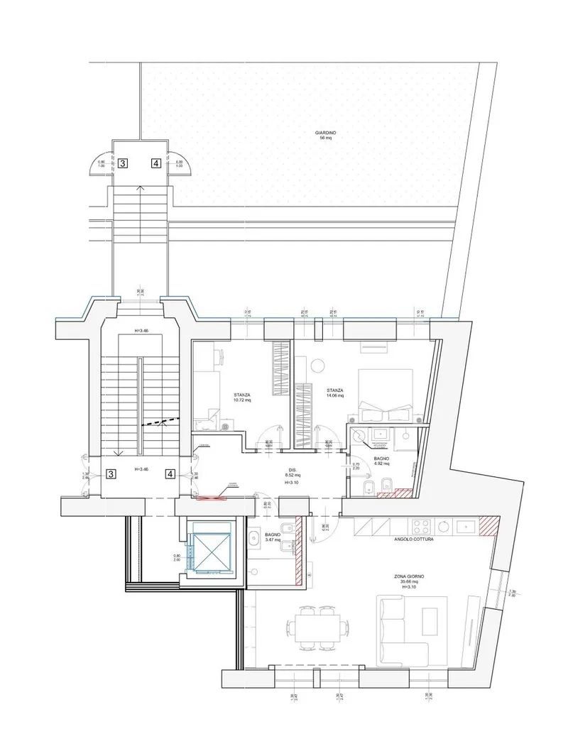 Palazzo Haggi — App. 4 · 113 m² · 2° piano · San Vito, Trieste