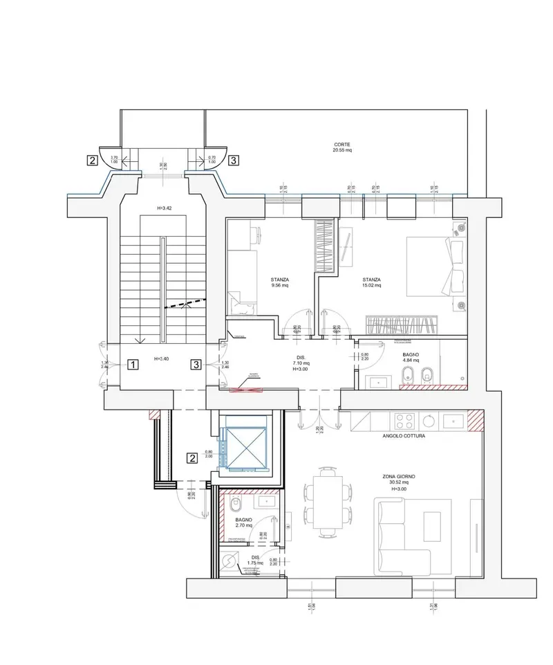 Palazzo Haggi — App. 3 · 101 m² · 1° piano · San Vito, Trieste