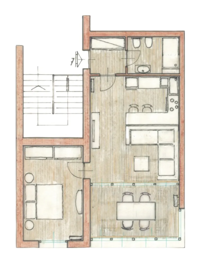 Floor plans — Elegie Duino · One-bedroom first floor with terrace — Duino