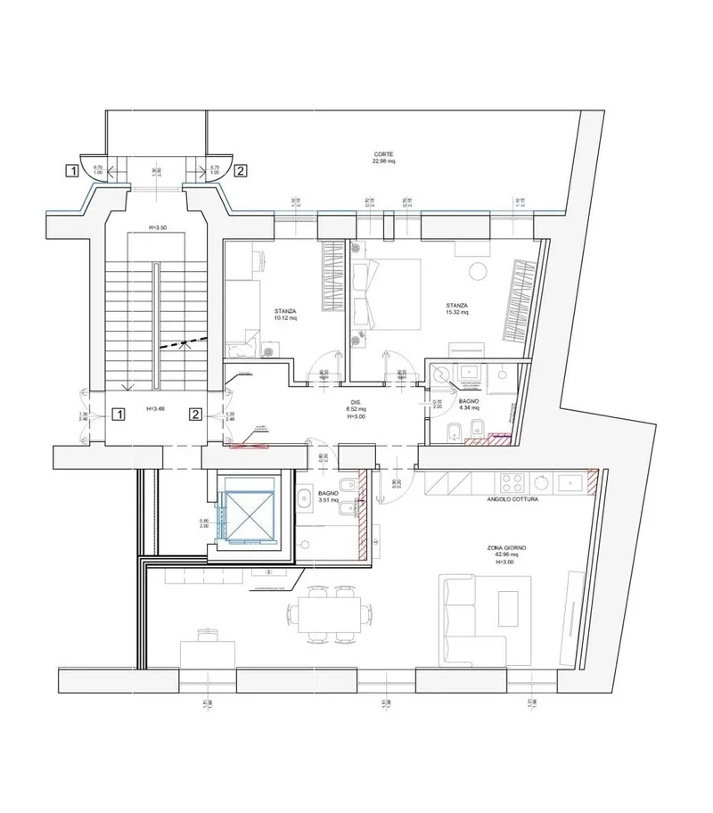 Palazzo Haggi — App. 2 · 122 m² · 1° piano · San Vito, Trieste