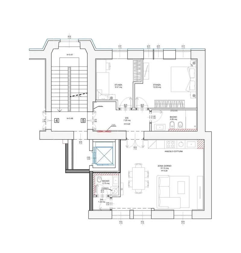Palazzo Haggi — App. 5 · 97 m² · 2° piano · San Vito, Trieste
