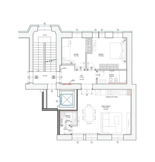 Palazzo Haggi — App. 5 · 97 m² · 2° piano · San Vito, Trieste
