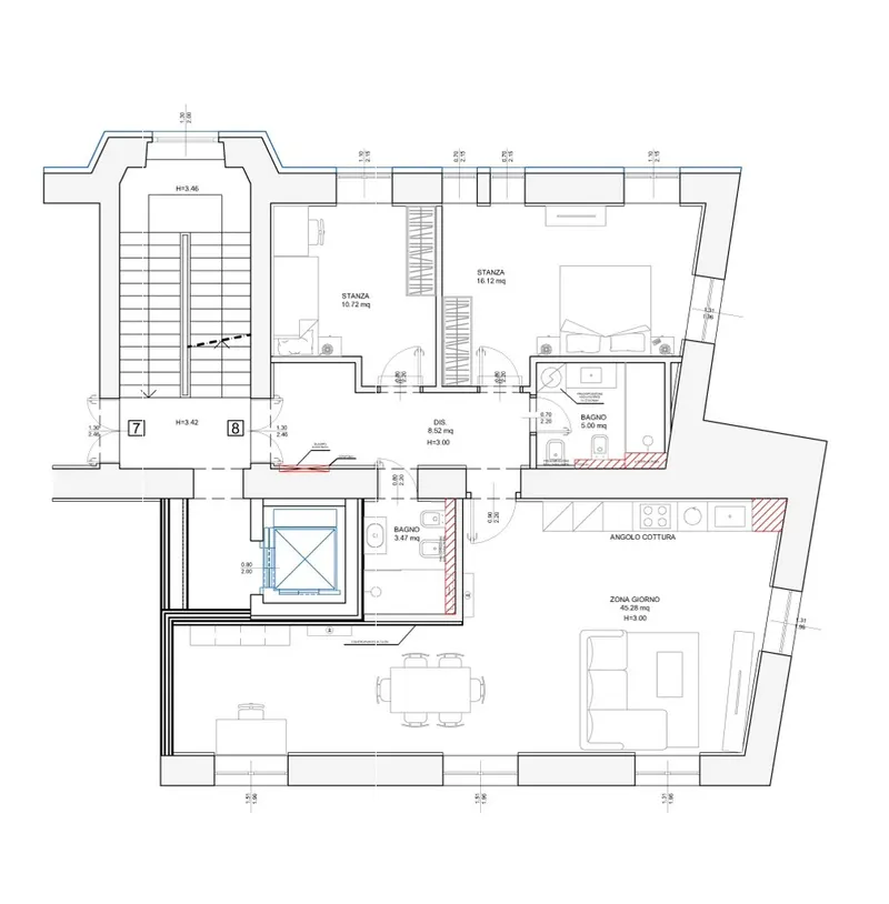 Palazzo Haggi — App. 8 · 120 m² · 4° piano · San Vito, Trieste