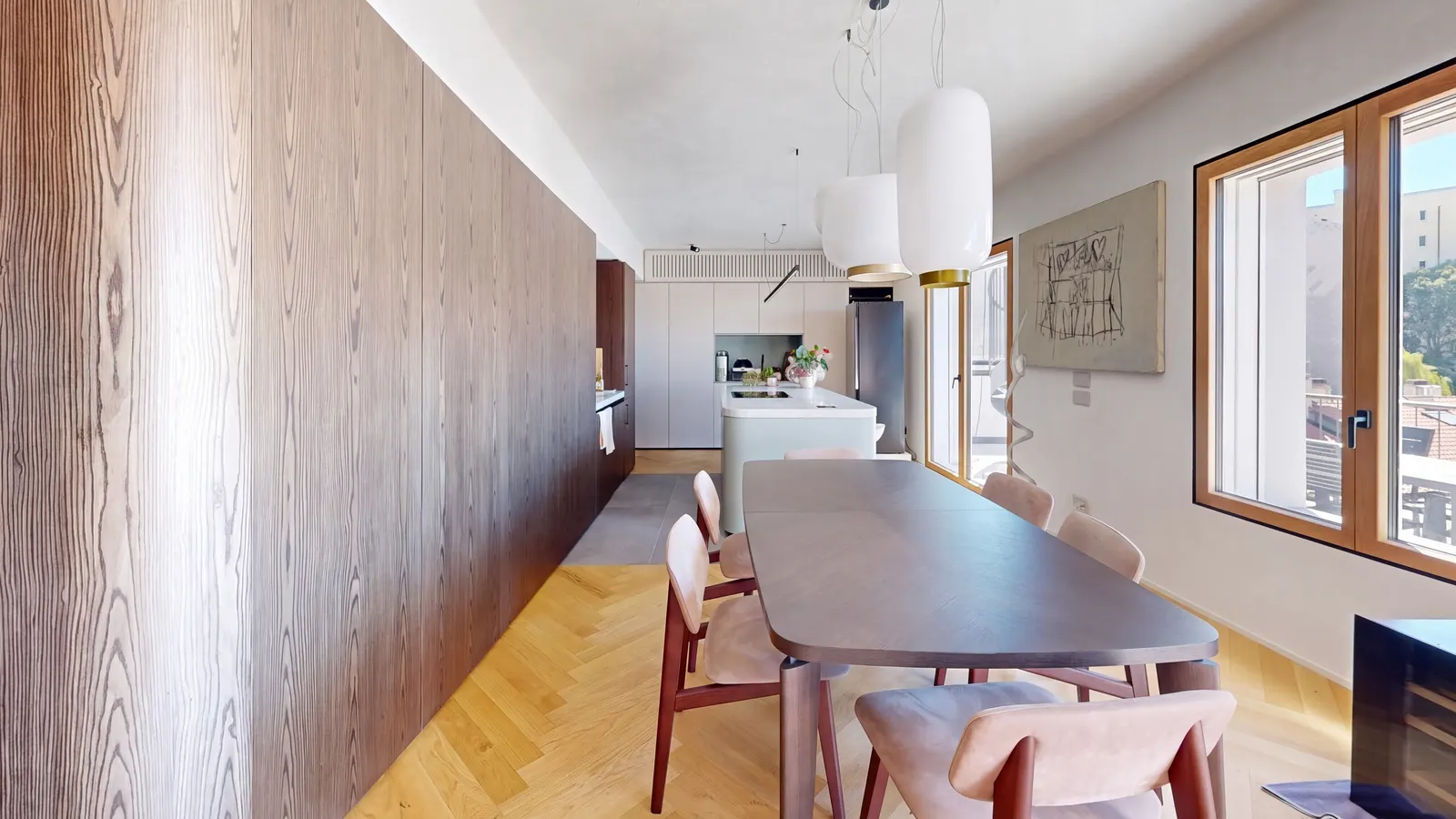 La sala da pranzo e la boiserie