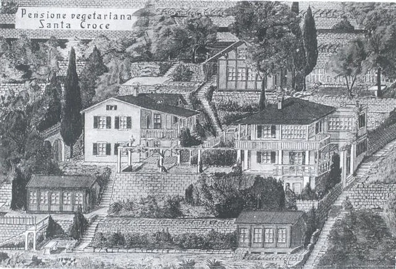 Veduta d'epoca della Pensione vegetariana Santa Croce